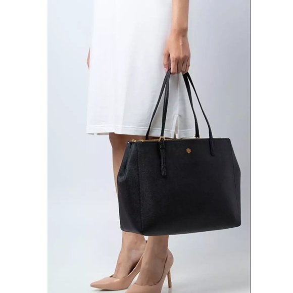 🥰 Tory Burch EMERSON LARGE DOUBLE ZIP TOTE Navy - Picture 14 of 14